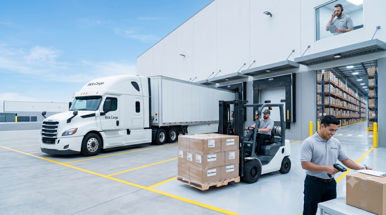 Truck at a logistics warehouse dock
